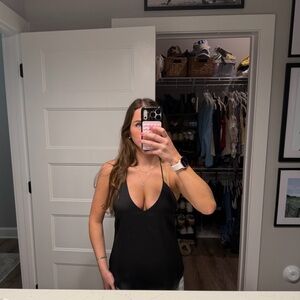 Abbeline Black Satin Spaghetti Strap Slip